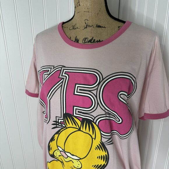 Vintage 90s Garfield Yes I Am Ignoring You Night Sleep Shirt Pink One Size - Picture 2 of 15
